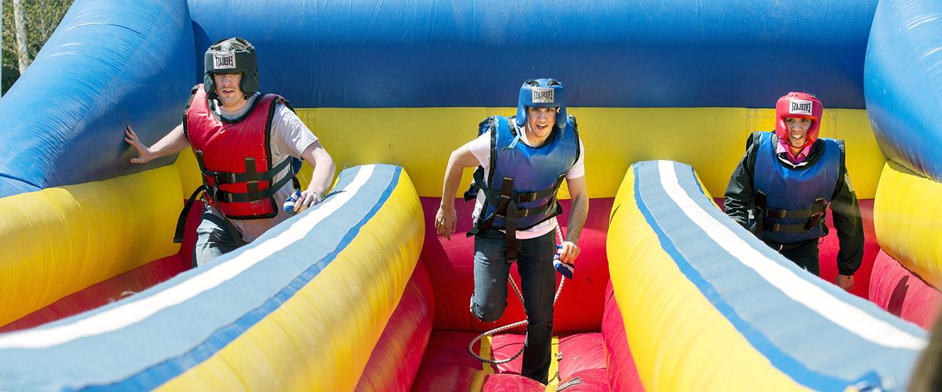 students playing on some equipment